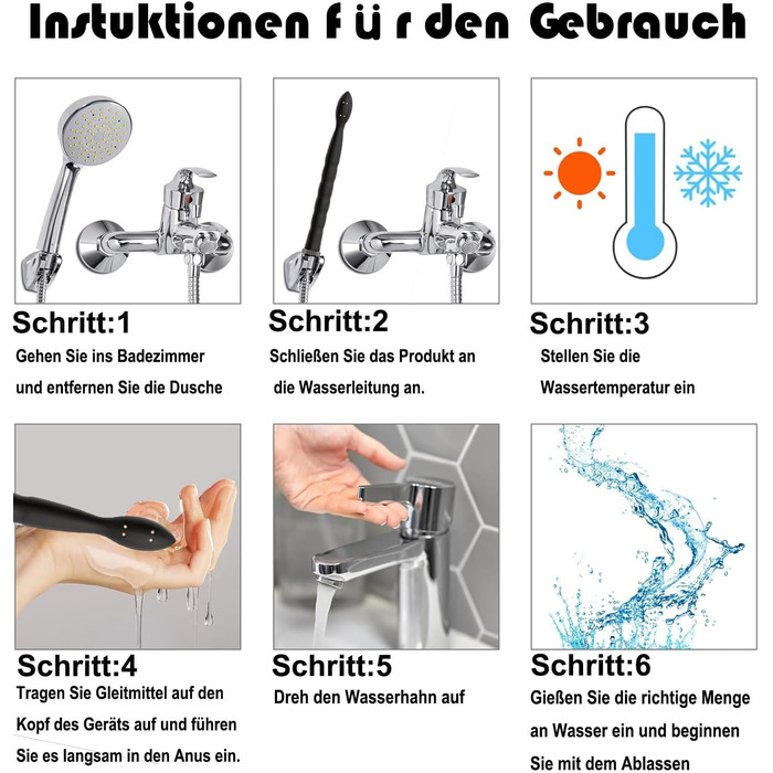 Силіконовий анальний ирригатор Sadodo, 24 см, 8 насадок