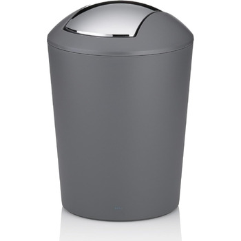 Сірий, відро для сміття з поворотною кришкою, відро для косметики 5 л з поворотною кришкою, пластик, MARTA, відро для сміття у ван