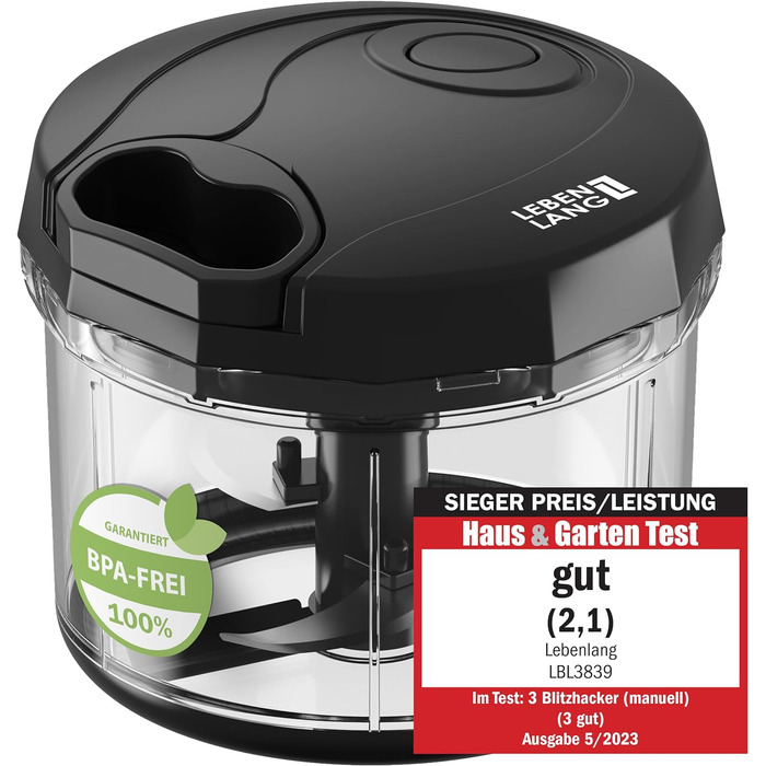 Овочерізка для овочів та цибулі - подрібнювач фруктів на 1 л вручну та без BPA Чорний для нарізки цибулі Часник Багатофункціональн