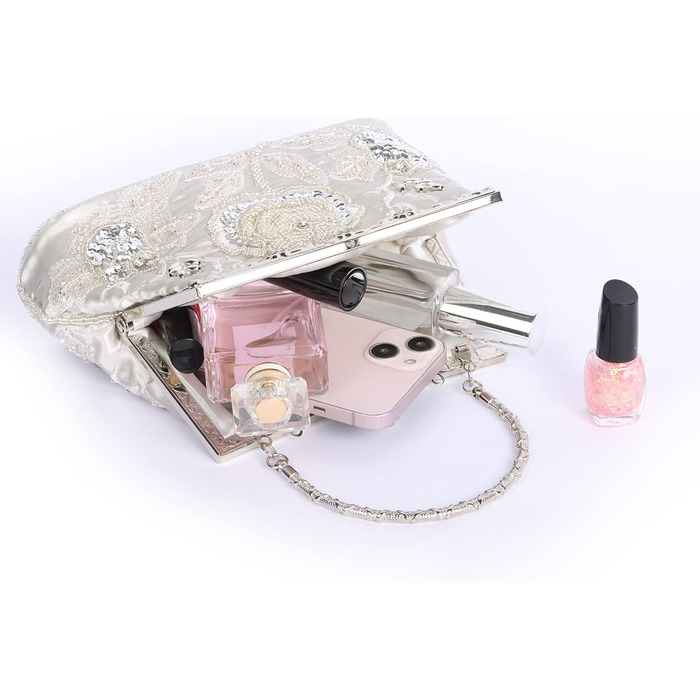 Жіночі клатчі Beaface, квіткові клатчі з бісером для жінок, вишиті клатчі для вечірок та весіль, жіночі сумочки-клатчі сріблястого кольору