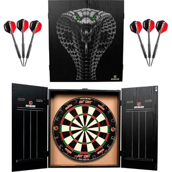 Центр дартсу Ruthless Home Повний комплект домашнього центру дартсу, включаючи шафу, мішень для дартсу та 2 набори дартсу Cobra