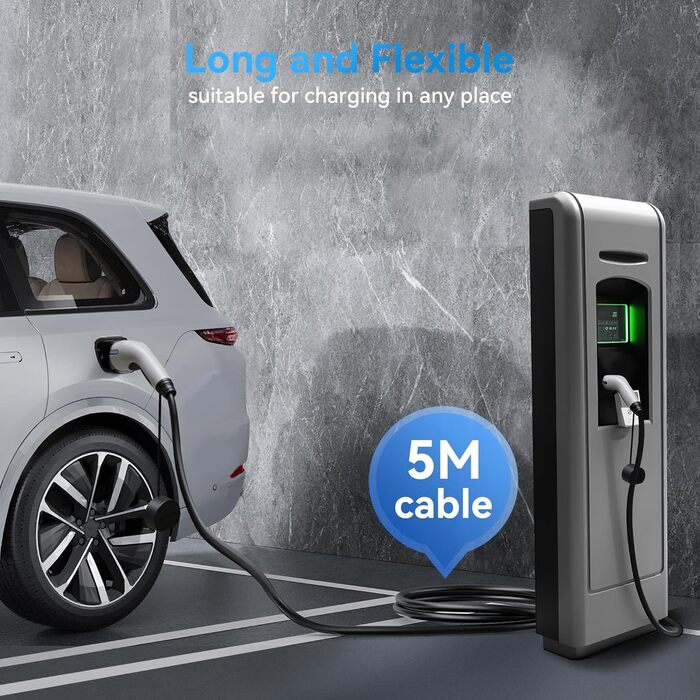 Зарядний кабель K.H.O.N.S. тип 2 режим 3 11 кВт 16 А 3-фазний 5 м для електромобіля/гібридного EV тип 2 до типу 2 IP65 сумісний з