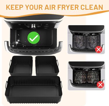 Аксесуари для силіконової форми для фритюрниці viriech для Ninja AF500, 3 шт. и аксесуарів для аерофритюрниці Багаторазові двозонні аксесуари для фритюрниці Ninja 500 Airfryer