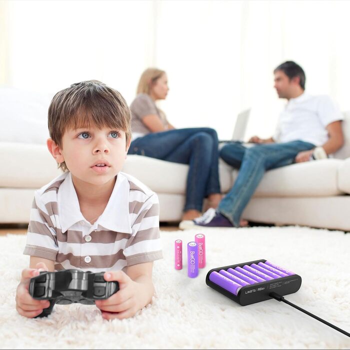 Слотовий розумний зарядний пристрій для акумуляторів AA AAA, акумуляторний побутовий зарядний пристрій для NI-MH літій-іонних LiFePO4 акумуляторів типу C, незалежний слот для швидкої зарядки, 8Air 8-