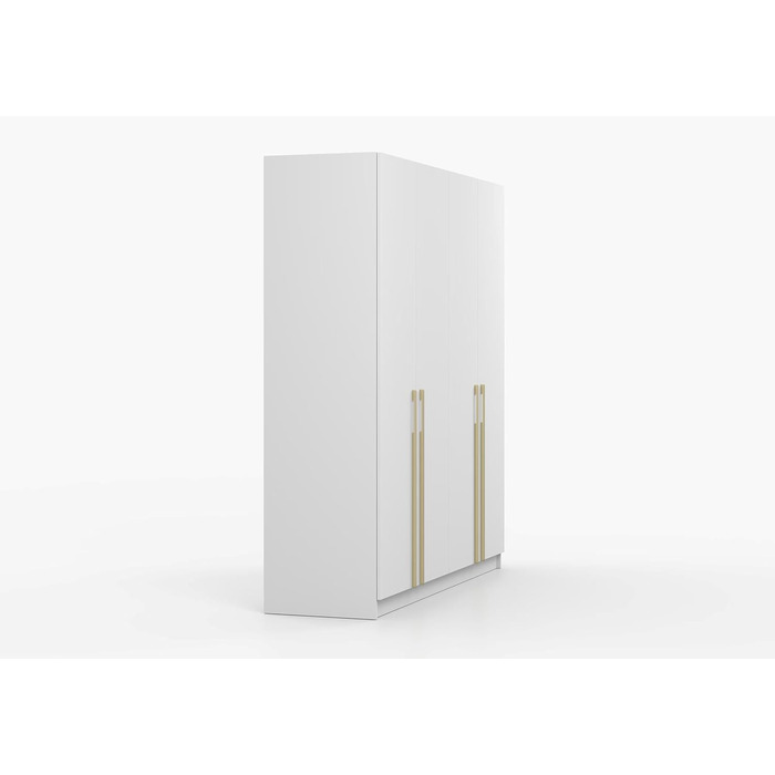 Шафа з розпашними дверима, Шафа - Шафа для спальні - 57 x 200 x 210 см - Шафа для вітальні, Вішалка для пальто, Тумба з полицями та двома вішаками для одягу - Біла