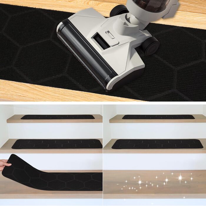 Сходинки для дерев&39яних сходів для приміщень, 20,3 x 76,2 см, чорні, 15 шт.