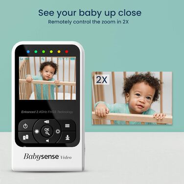 Відеоняня Babysense, дві камери та аудіо, великий діапазон, дисплей кімнатної температури, нічне бачення, двосторонній звязок, кол