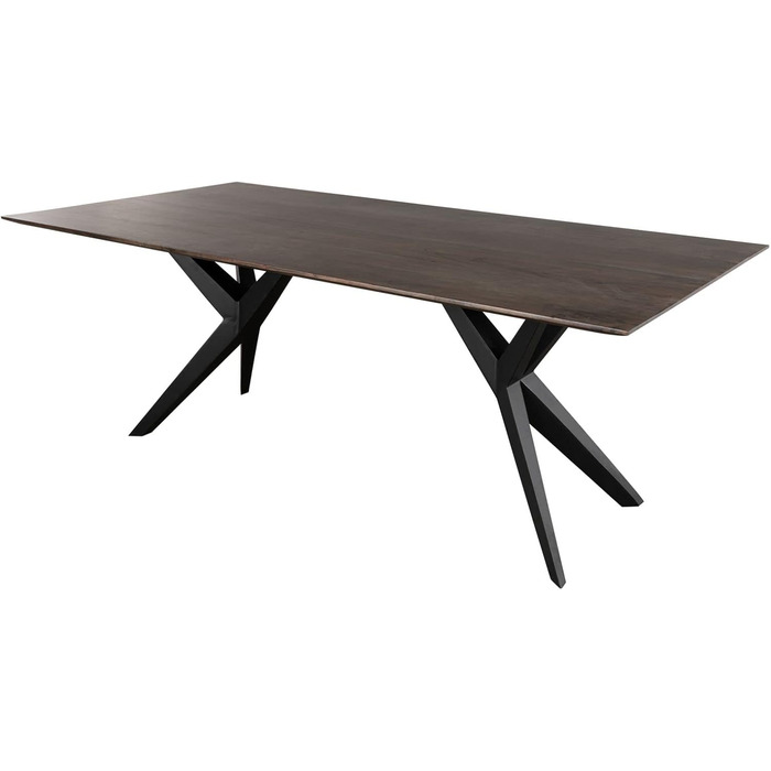Обідній стіл з масиву дерева Swiss Edge 08 виготовлений з акації - сірий, лакований ніжки матово-чорного кольору 140x90 см обідній стіл з масиву дерева, 24.DE
