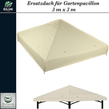 Замінний дах для садового павільйону 3 x 3 м, водонепроникний, матеріал Панама, м&39який ПВХ Панама 370 г/м, надзвичайно міцний, бежевий