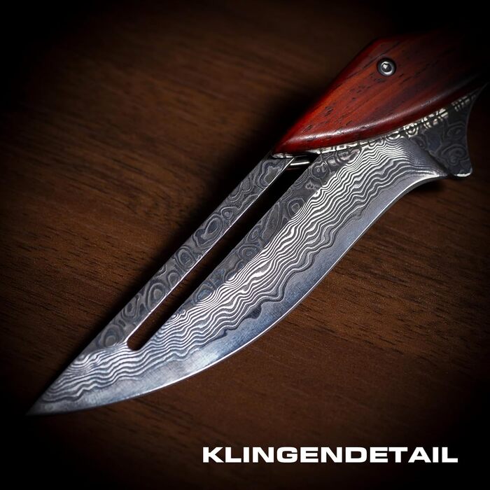 Складаний ніж Zetterrank Damascus Steel VG10, дворучний ніж легальний Німеччина, кишеньковий ніж з гострим лезом, EDC ніж для кемп