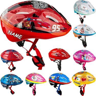 Дитячий шолом / велосипедний шолом - мотив для хлопчиків - розмір 52-56 - приблизно від 3 до 15 років - вкл. ім'я - розміри регулю