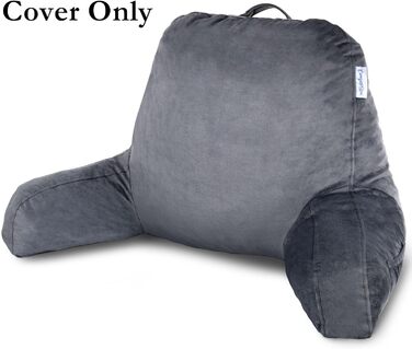 Змінний чохол для подушки для читання ComfortSpa для спинки 19 дюймів, поліестеровий велюр, можна прати в пральній машині та сушити в сушильній машині, сірий
