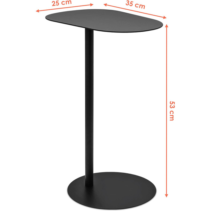Металевий журнальний столик Spetebo, овальний, матово-чорний - 35 x 25 см - Журнальний столик у стилі бістро - Стіл для вітальні, декоративний столик, підставка для рослин, телефонний столик, столик для зберігання речей, декоративний столик у вигляді стоя