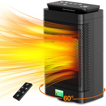 Тепловентилятор електричний з пультом дистанційного керування - електричний обігрівач потужністю 1500 Вт, 3 нагрівальних керамічни