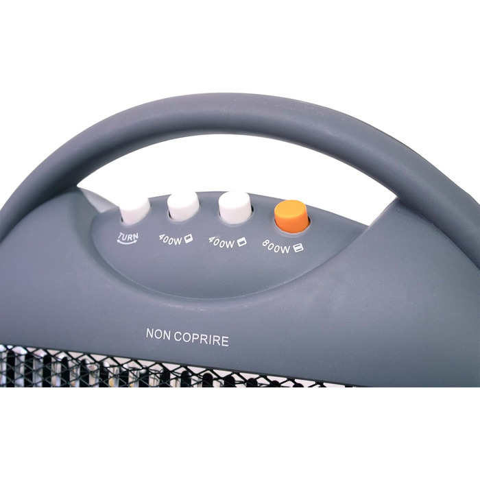 Електричний обігрівач, коливальний галогенний обігрівач, 3 рівні потужності, безшумна коливання, корпус з холодним покриттям, система захисту від нахилу, тепловий захист, 1200 Вт