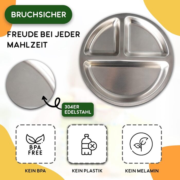 Тарілка Rilli з нержавіючої сталі BLW на присосці, нековзний дитячий посуд, дитячий посуд на присосці (сірий)