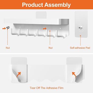 Ключниця Gvolatee з полицею і 6 гачками, компактна портативна ключниця-органайзер, дошка для ключів без свердління для настінного