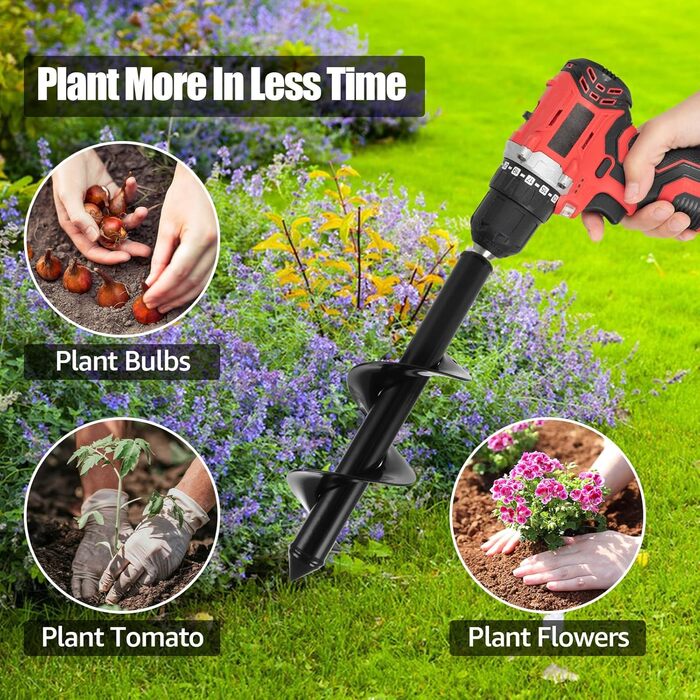 Набір садових бурів для дрелі/шуруповерта (4 шт.) бури-шнеки для посадки та буріння (22 см x 4 шт., 42 см x 4 шт., 30 см x 8 шт., 42 см x 6.6 см)