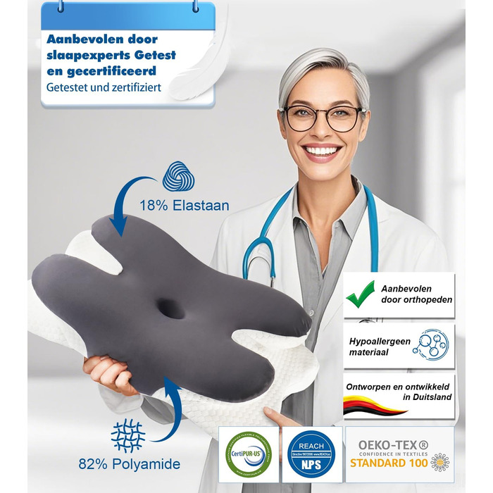 Подушка для шиї IDEA, ергономічна ортопедична подушка з піни з ефектом пам&39яті, переможець тесту на зняття болю в шиї, подушка для підтримки шиї, дорожня подушка, подушка для шиї для дорослих