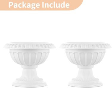 Елементна підставка для квітів для рослин, декоративна пластикова урна, висота 26 см, висока пластикова підставка для рослин, для дому та саду, ганку, дверної тераси, прикраси для балкону, біла, висота 2 x 26 см, 2-