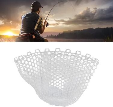 Рибальська сітка, запасна рибальська сітка 44 x 47 см, вбудована, м&39яка, гнучка, складна, без ручки, білий гумовий підсак для прісноводної та морської риболовлі