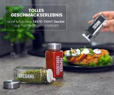 Підставка для спецій з 18 банками - Для підвішування на стіну та дверцята шафи - Не потребує свердління - Підвісний органайзер для спецій з кришками з нержавіючої сталі