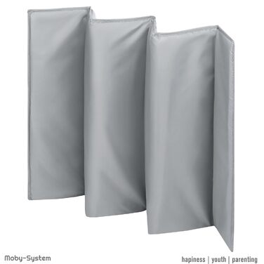 Дитяче ліжечко Moby-System 128x68 см Складане дитяче ліжечко з матрацом та сумкою для перенесення Манеж з боковим виходом для дітей вагою до 15 кг Сірий базовий