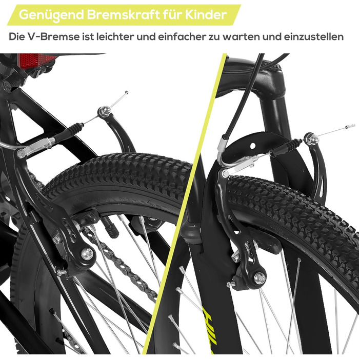 Дитячий велосипед Hiland Climber 24 дюйми, 7-швидкісний дитячий гірський велосипед, молодіжний MTB з амортизаційною вилкою, V-brakes, гірський велосипед для хлопчиків та дівчаток, чорний/синій/м&39ятно-зелений/рожевий