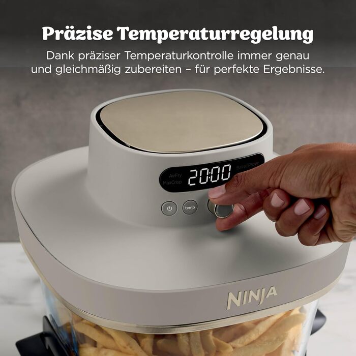 Аерофритюрниця Ninja CRISPi PRO XL зі скляною чашею, 5 функцій, колір Stone Gold