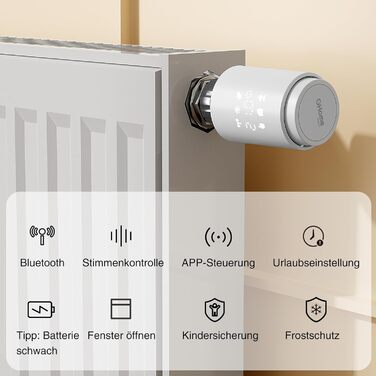 GHome Smart Radiator Thermostat with Gateway, Bluetooth Connection App Control, Energy Efficient, Intelligent Temperature Control, Schedule, Compatible with Alexa, Google Assistant, Hub Requirement, GHome Smart Radiator Thermostat with Gateway, Bluetooth 