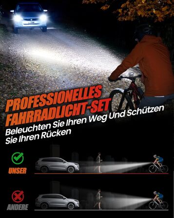Набір світлодіодних велосипедних ліхтарів Tekwet, 100 люкс, водонепроникний, світлодіодний, чорний