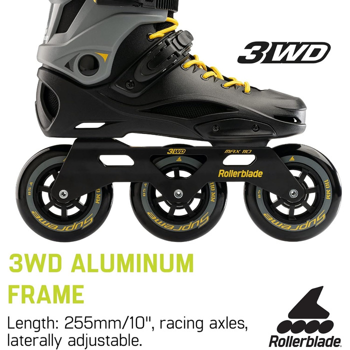 Роликові ковзани для фітнесу унісекс чорний/шафрановий жовтий, Urban Performance Inline Skates 7, 110 Unisex Adult Fitness Inline