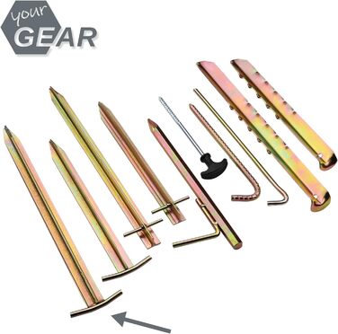 Ваш GEAR 8 x Кілочок для намету TT 400 Набір сталевих кілочків Т-подібного профілю 400 x 80/25 x 20 мм