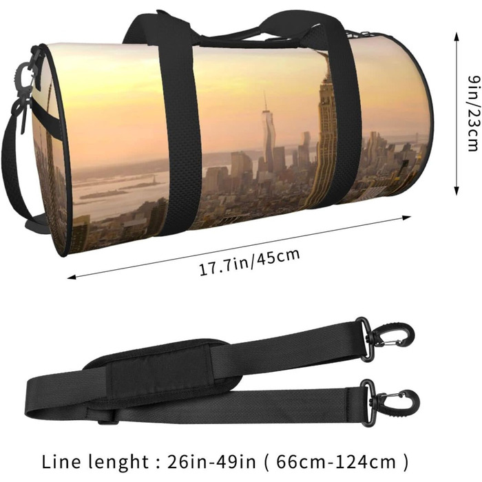 Велика спортивна сумка-мішок для подорожей Емпайр Стейт Білдінг, міцна та об'ємна, чорного кольору, універсальний розмір