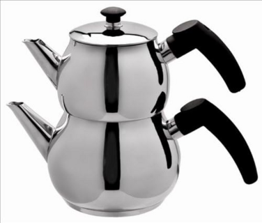 Чайник-набір Schillerbach Mini 18/10 — турецький набір для заварювання чаю, нержавіюча сталь, 0.75 + 1.25 л