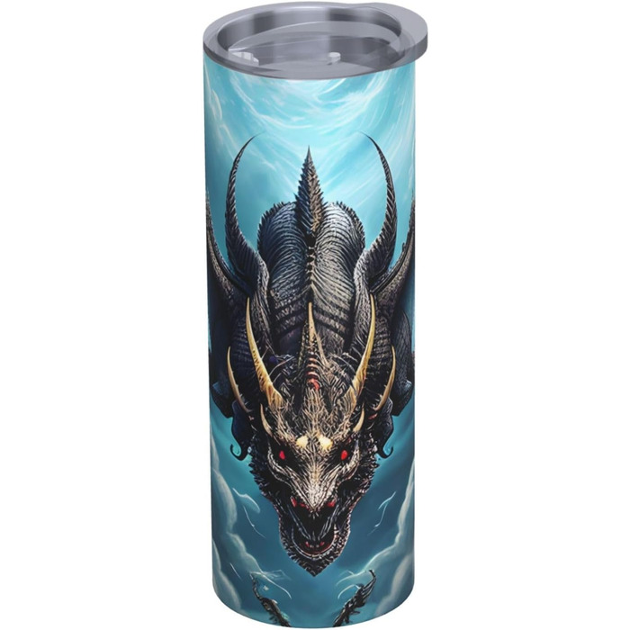 Кружка з прямою трубочкою, дизайн летючий дракон, принт, підходить для кемпінгу, офісу та дому, 590 мл