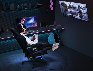 Ігрове крісло з дихаючої шкіри з подушкою кишенькової пружини, високе ергономічне офісне крісло з підголівником, комп&39ютерне ігрове крісло з підставкою для ніг для дорослих та підлітків