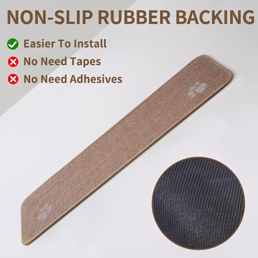 Сходинки для внутрішніх сходів, нековзні з гумовою основою, без залишків, підходять для дітей, людей похилого віку та домашніх тварин, можна прати в пральній машині, 20,3 x 76,2 см, коричневі