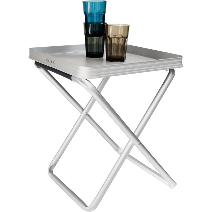 Алюмінієвий стілець зі стільницею з МДФ та підносом, 40x40x47 см. Складаний алюмінієвий стілець, кемпінговий стілець, рибальський стілець, кемпінговий стіл, стіл для кемпера, стіл для каравану, складаний, зручний бічний столик. 1