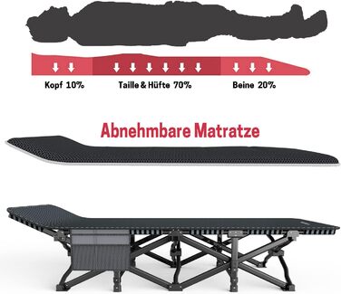 Розкладне кемпінгове ліжко, розкладне гостьове ліжко до 200 кг, міцне, портативне, шезлонг у формі сумки для подорожей, зручне