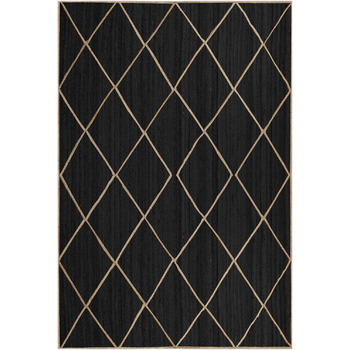 Килимок CASAVANI Kilim, 22,9 x 30,5 см, чорно-бежевий, тканий джутовий килим, для приміщень і вулиць, плоске плетіння, зони з висо