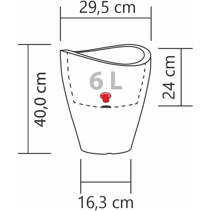 Шойріх Хвильова Куля Висока, висока ємність із пластику, чорний граніт, діаметр 29,8 см, висота 40 см, об&39єм 6 л. Чорний граніт Ø 29,5 см, висота 40 см Хвильова Куля Висока