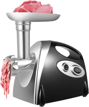 М'ясорубка електрична з нержавіючої сталі, м'ясорубка 800W 190R/m, машина для фаршу з 3 подрібнювальними пластинами і трубками для
