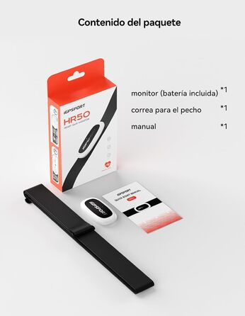 Пульсометр iGPSPORT HR50, Bluetooth та ANT з нагрудним ременем для бігу, їзди на велосипеді, тренажерного залу, сумісний з Garmin Polar Wahoo - чорний