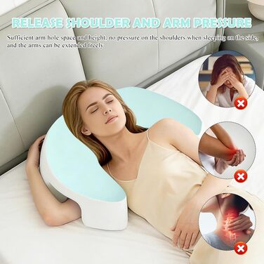 Подушка для сну на боці з проймою, ергономічна подушка, піна з ефектом пам&39яті, ортопедична подушка для підтримки шиї для сну на боці, для шиї та плечей