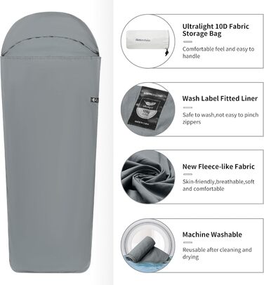 Ковдра для спального мішка Naturehike Ultralight (лише 128 г) з внутрішнім спальним мішком малого розміру для походів, хостелів, котеджів, кемпінгу - синя