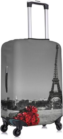 Чохол для валізи Паризька вежа з трояндою, міцний захист для багажу розміру XL (45.7-81.3 см), чорний
