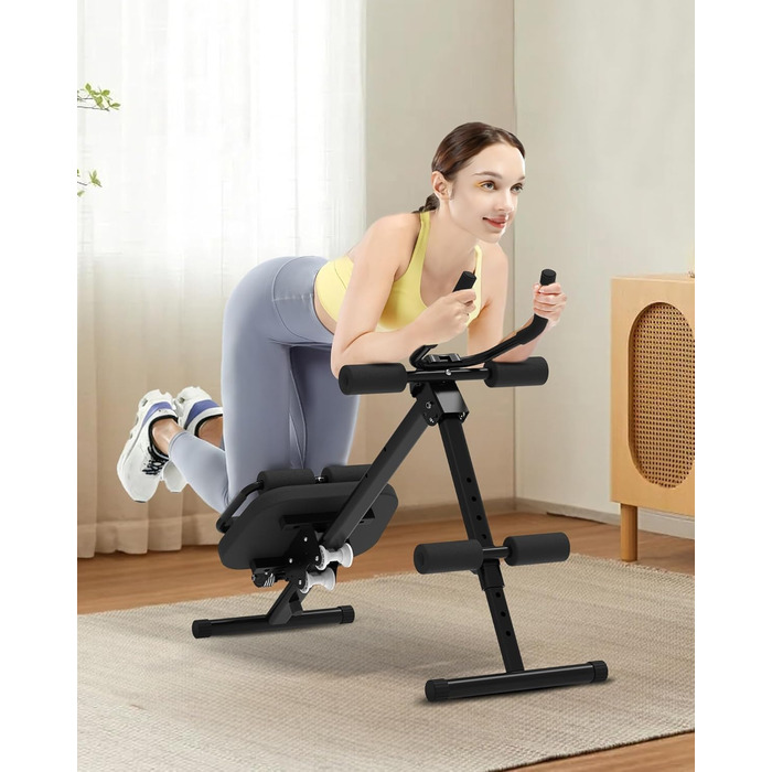 Тренажер для м&39язів живота GuuG складний тренажер для живота, фітнес-тренажер для живота, домашній тренажерний зал для чоловіків та жінок, чорний