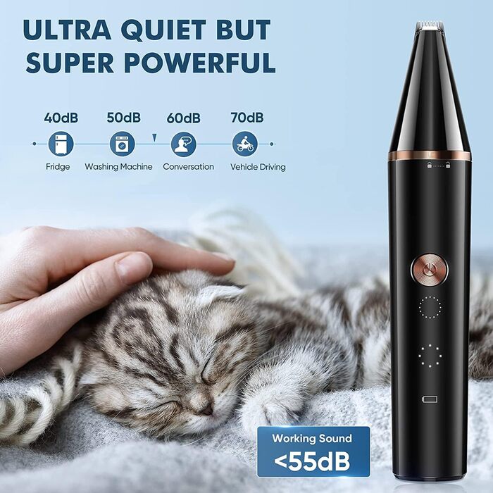 Тример для лап oneisall для собак з 2 головками лез, Paw Trim Pro dr Paws IPX7 Водонепроникний тример для лап собак Тиха машинка для стрижки собак-кішок для лап, очей, вух, обличчя, тіла