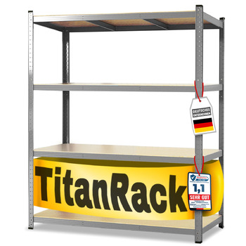 Надміцний стелаж KARAT XXL, оцинкований 200 x 180 x 60 см, стелажі для гаража, підвалу та майстерні - безболтові стелажі, широкопрохідні стелажі, підвальні стелажі, стелажі для майстерні (TitanRack Big)
